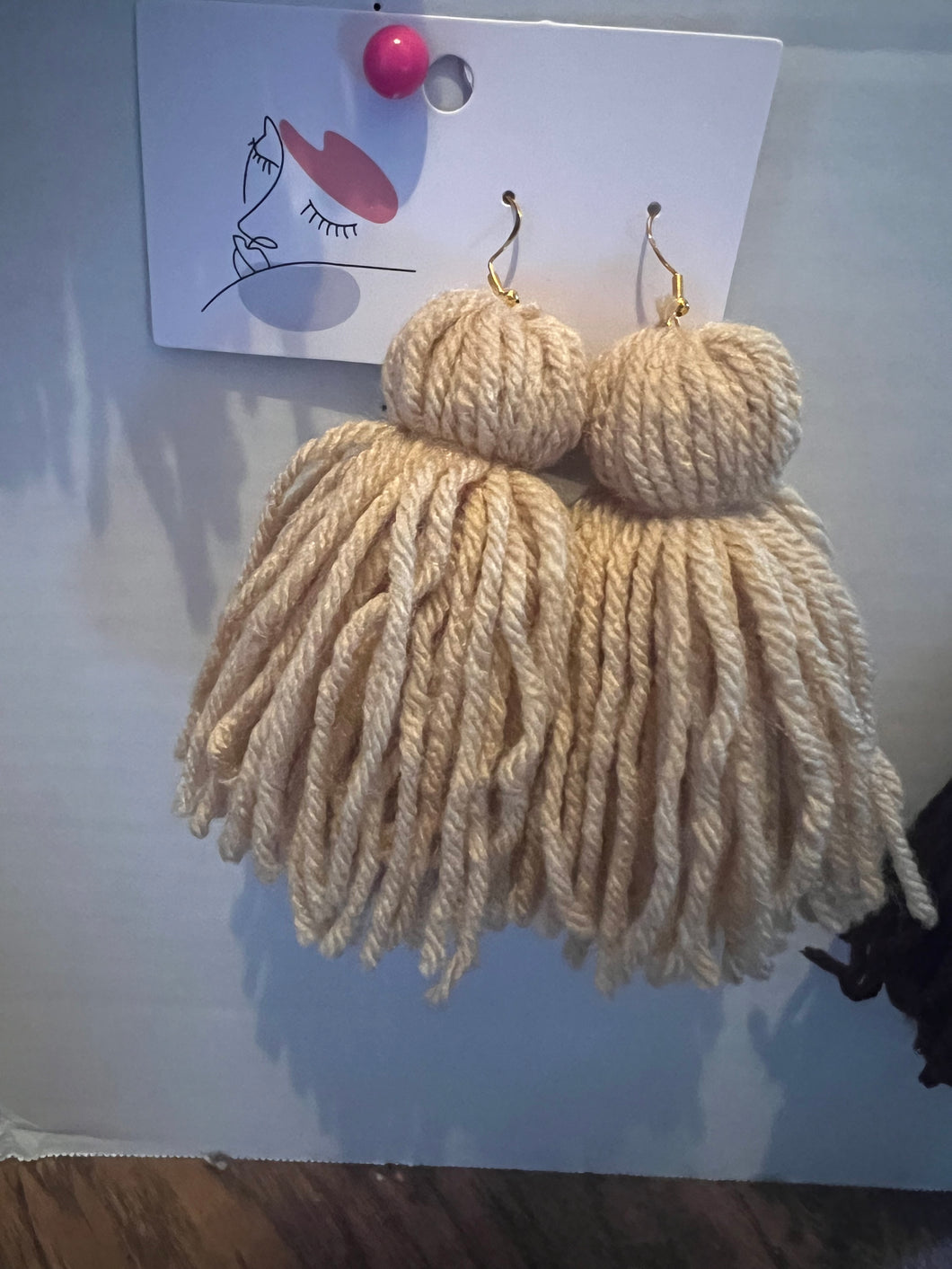 Tan/Beige Yarn Earrings